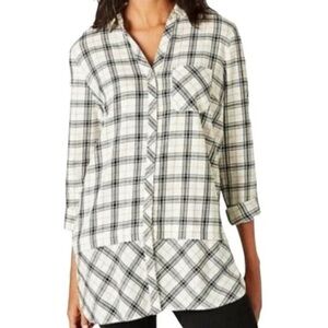 J. Jill Layered Hem Oversized Plaid Button Down Shirt Size 2XL
